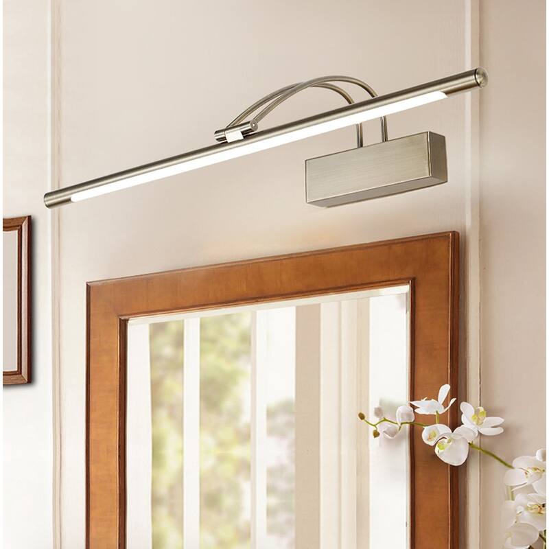 Modern 1-Light Bathroom Linear LED Vanity Lighting Fixture - 15W: 31.88" - Silver