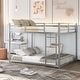 preview thumbnail 11 of 18, Merax Twin / Full Metal Low Bunk Bed with Ladder Silver - Full