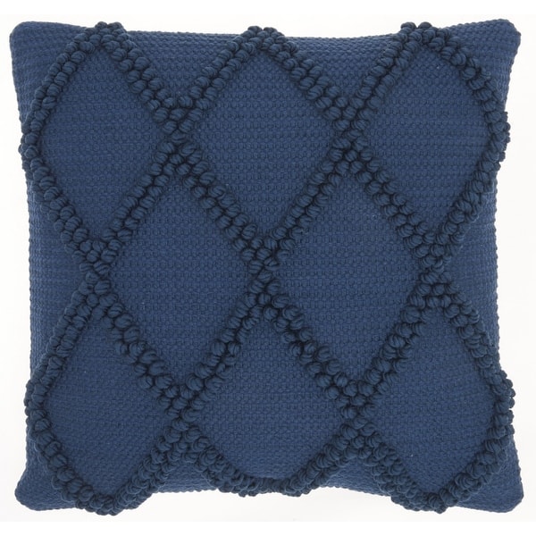 slide 2 of 4, Navy Blue Textured Lattice Throw Pillow