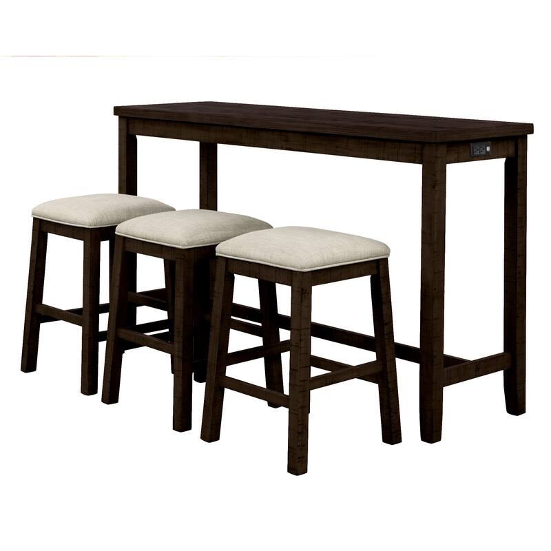 4 Pieces Counter Height Table with Fabric Padded Stools