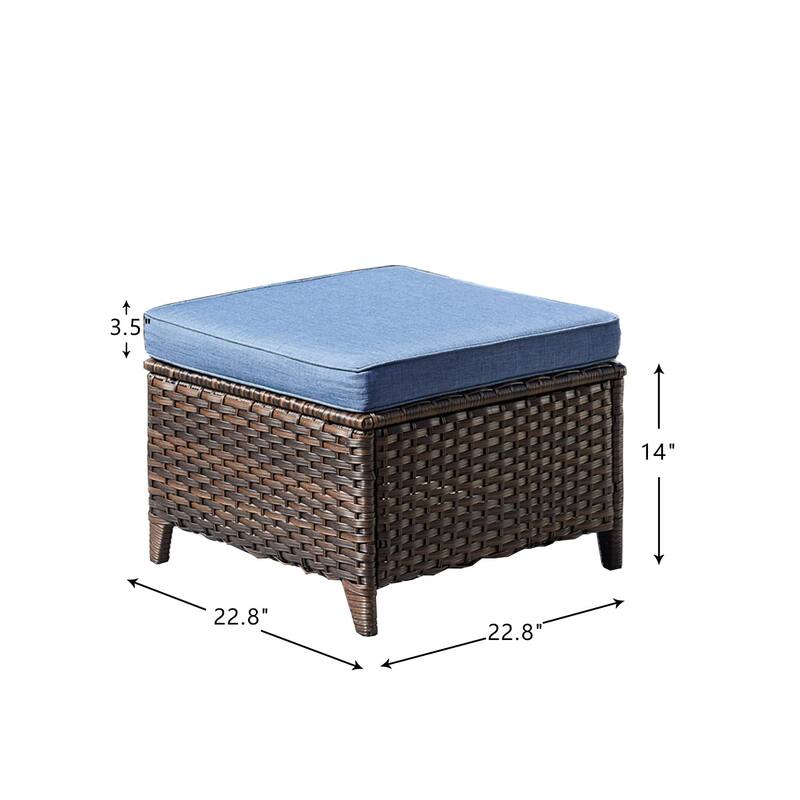 Pocassy Outdoor cushioned Wicker Footstool Ottomans
