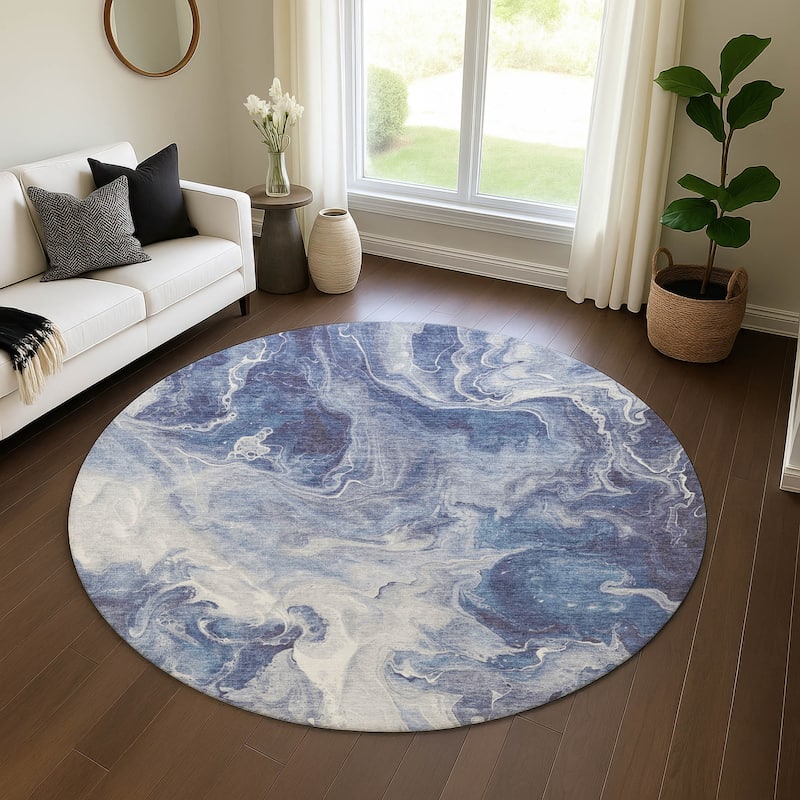 Premium Washable Super Soft Modern Chic Mayfield Rug - Blue - 8' x 8'