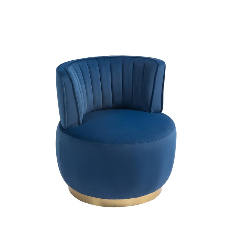 360° Swivel Velvet Barrel Sofa Chair with Wide Upholstered and Angled Armrests