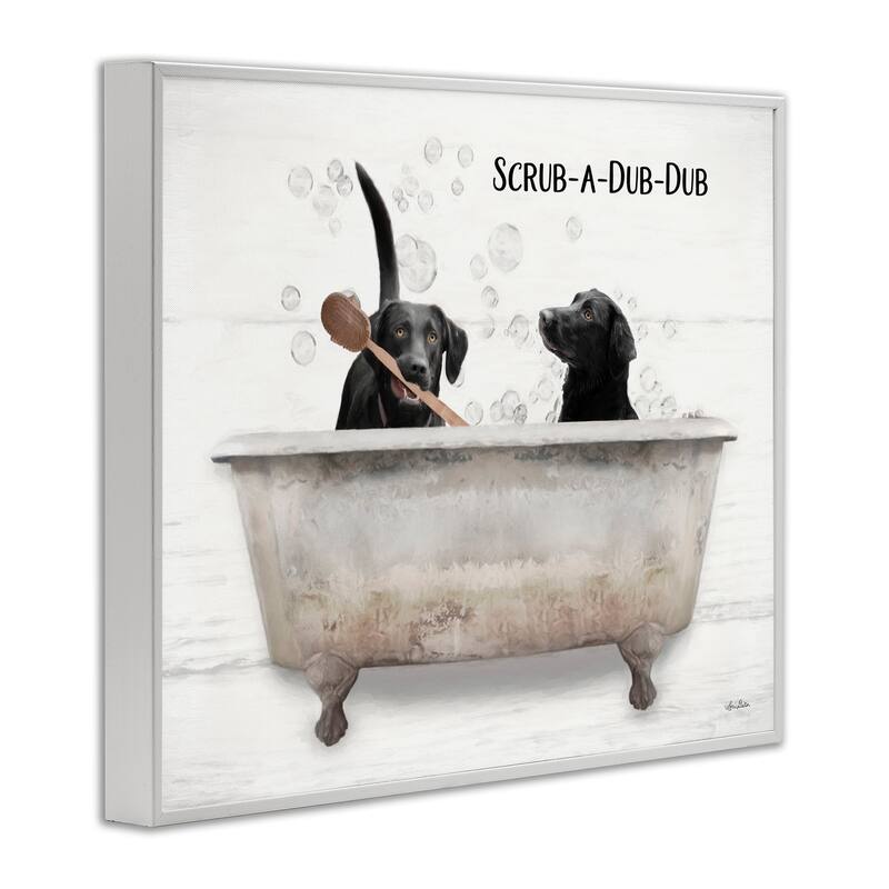 Stupell Scrub a Dub Dub Quote Family Pet Dog Bath Framed Giclee Texturized Art by Lori Deiter
