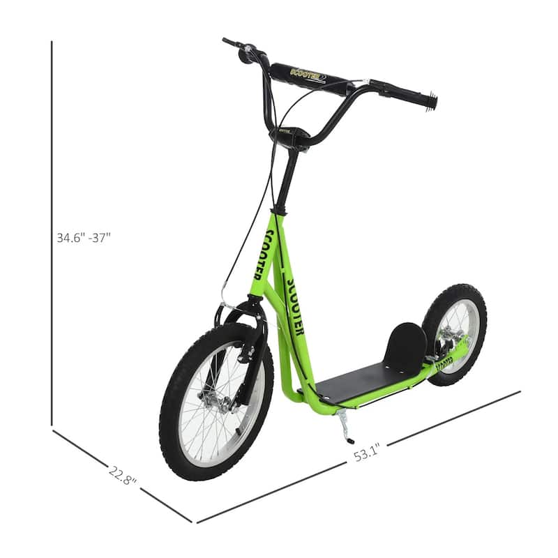 Steel Aluminum Kick Scooter with Adjustable Handlebar - 53.25"L x 22.75"W x 34.75"-37"H