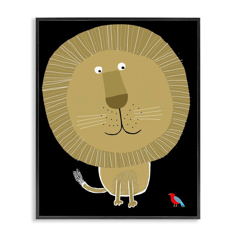 Stupell Lion and Bird Friends Framed Giclee Art Design By Carla Daly - 24 x 30 - Black