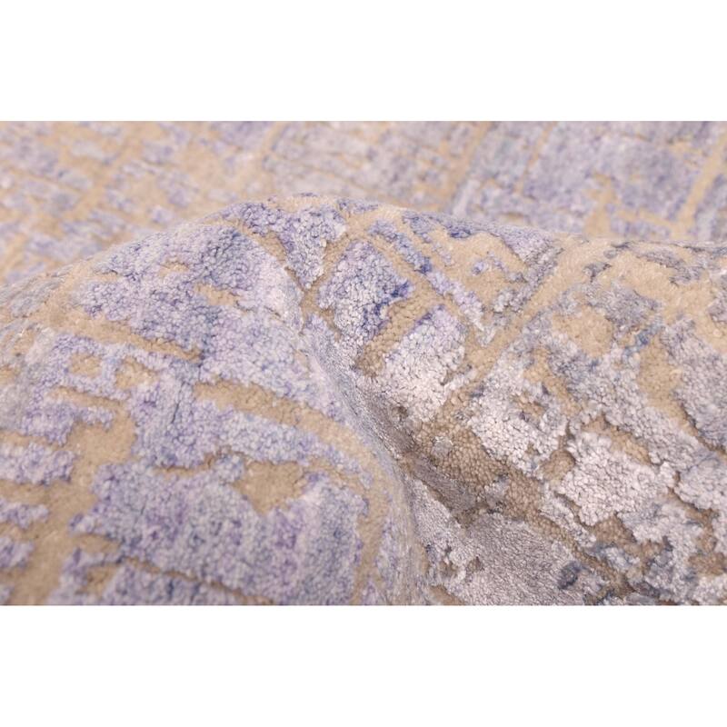 ECARPETGALLERY Hand-knotted Legacy Slate Blue Silk, Wool Rug - 2'7 x 12'3