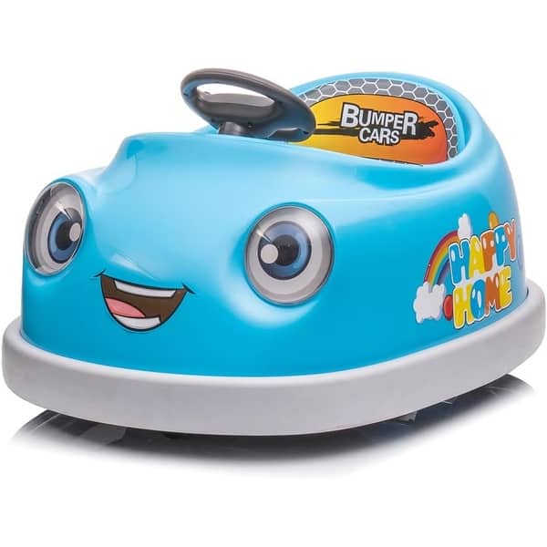 slide 2 of 10, 12V Bumper Car for Kids, 6-in-1 Electric Bumper Car with Pushrod Dinner Plate,USB Music,Rocking Horse Mode,Bumper Car Mode Blue