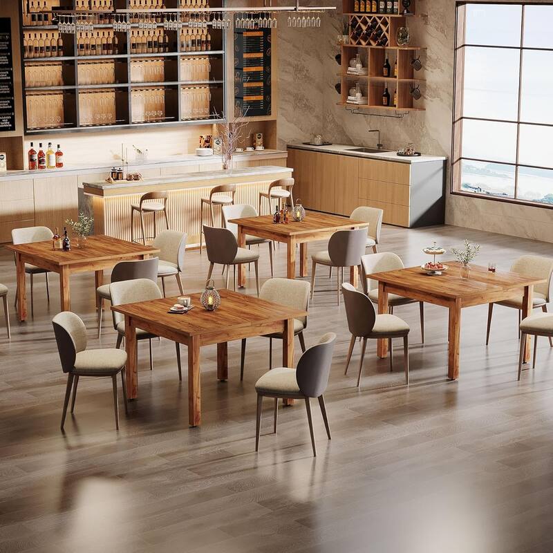 Square Dining Table/Desk Solid Wooden Legs Compact Kitchen Table for Dining/Living Room