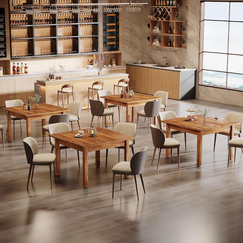 Square Wood Dining Table, Farmhouse Kitchen Table for Living/Dining Room