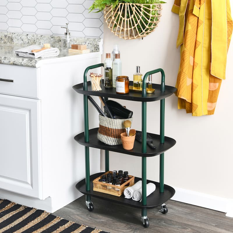 Plastic and Metal 3-Tier Trolley - N/A