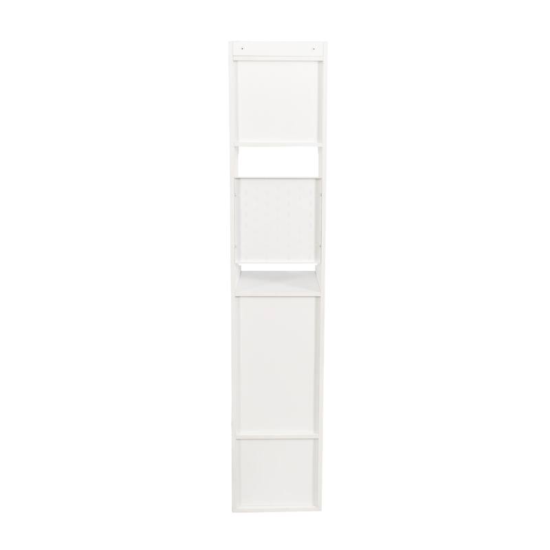 Roomfitters Tall Sideboard Storage Cabinet with Glass Doors, Pegboard, and Drawers, Display Cabinet, White