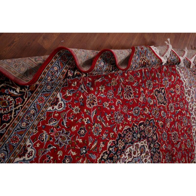 Floral Red Kashan Turkish Rug Machine Made Living Room Carpet - 9'7" x 12'5"
