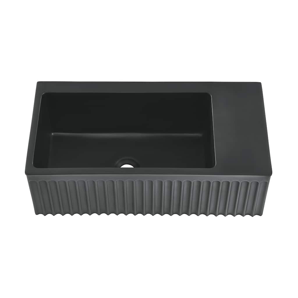 Delice Rectangle 24" Wall-Mount Bathroom Sink in Matte Black