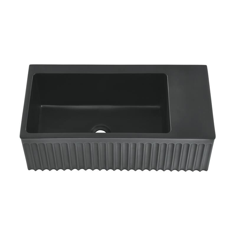 Limoges 24" Rectangle Wall-Mount Bathroom Sink In Matte Black - 11.8" x 23.75" 7.85" - 11.8" x 23.75" 7.85" - Black