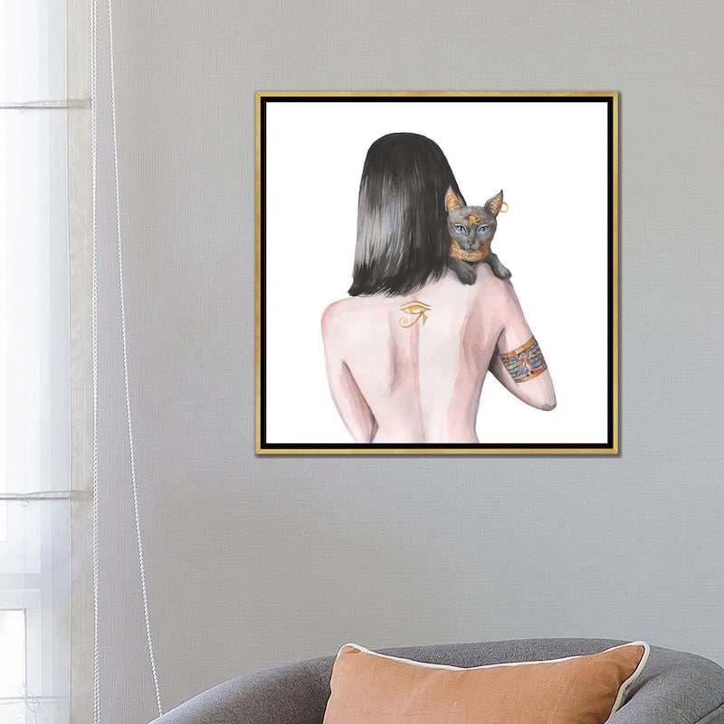 iCanvas "Egyptian Goddess Nefertiti And The Cat Bastet" by Yana Anikina Framed Canvas Print