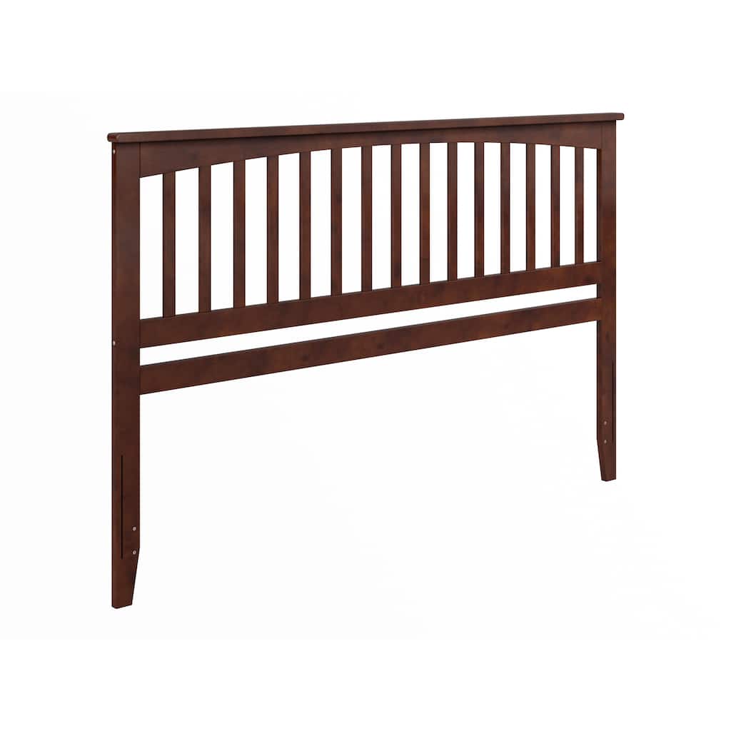King Size Solid Wood Mission-Style Headboard with Classic Slatted Design, Rich Walnut Finish