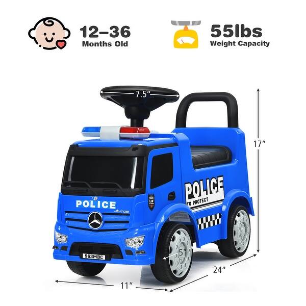 Costway Kids Ride On Push Police Car Licensed Mercedes Benz Push and - See Details
