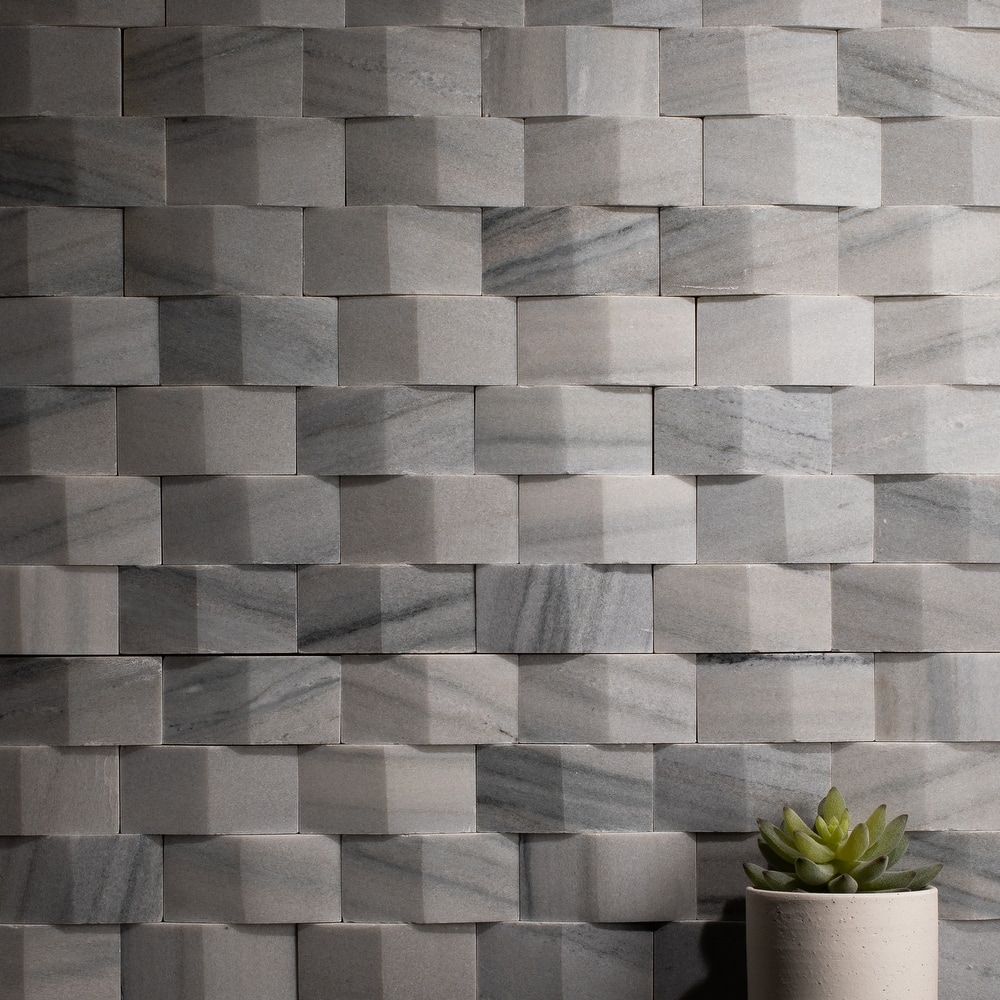 Woven Swell 8 in. x 12 in. Storm Natural Grey Sandstone Wall Tile