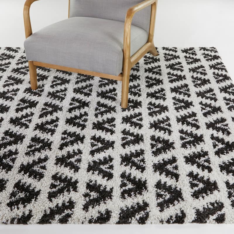 Hadley Geometric Chevron Stripe Shag Area Rug