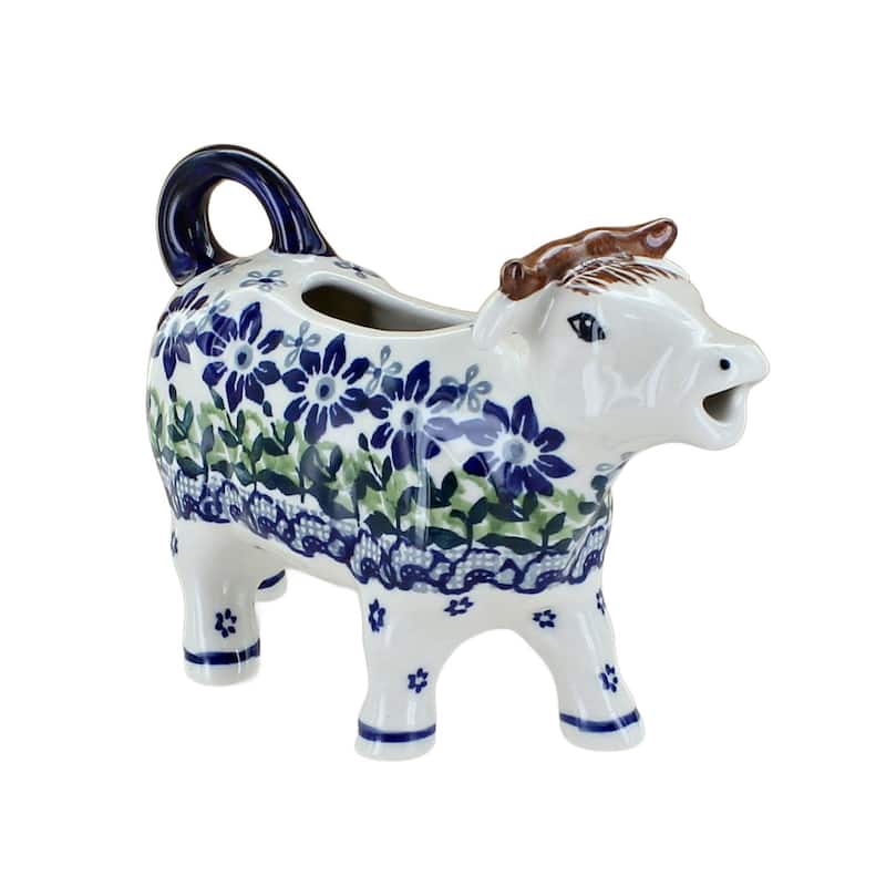 Blue Rose Polish Pottery D081 Manufaktura Cow Creamer