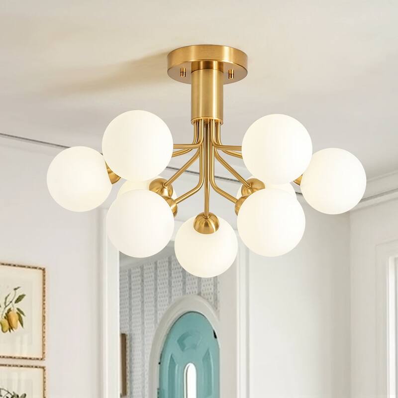 Modern Glam 9-Light Dual-tiered Sputnik Semi-flush Mount - 22.4 in