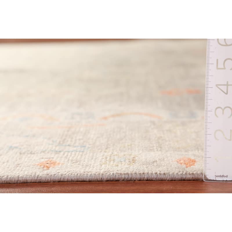 Hand Knotted Oriental 100% Wool Carpet Transitional All-Over Greys & Charcoal Oushak Area Rug - 8' 11'' X 5' 10''