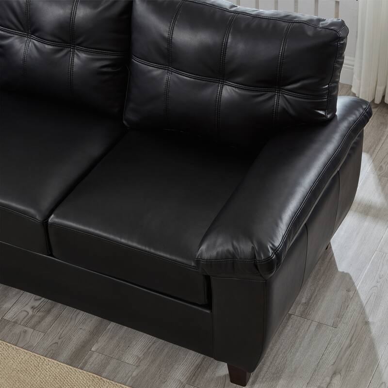 Breathable PU Leather Upholstered Couch 3 Seater Sofa with Storage
