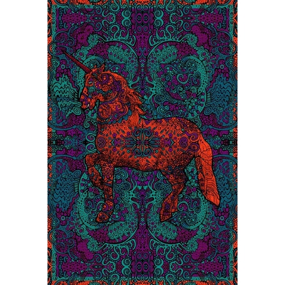 Handmade 100% Cotton 3D Unicorn Tapestry Tablecloth Beach Sheet Spread 60x90