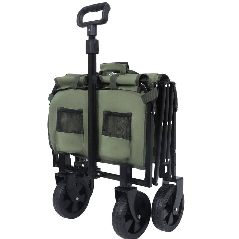 Expandable Dual-Layer Utility Wagon with 100% Extra Space - Grocery Cart for Camping, Shopping, Sports, Gardening, Fishing