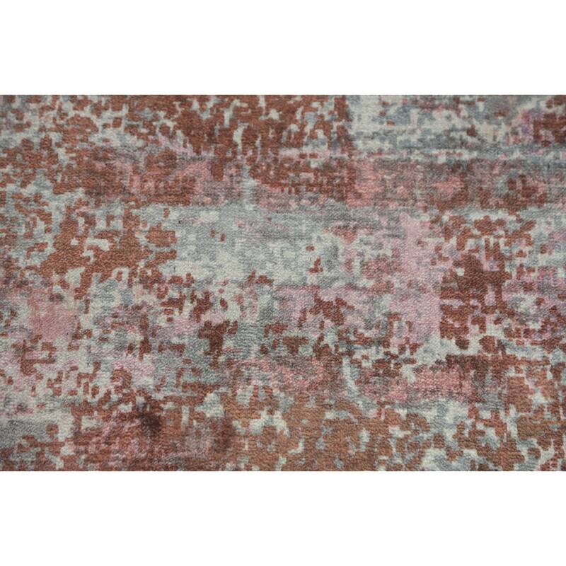 Hand-knotted Modern Silk Orange Abstract Oriental Area Rug - 7' 10'' X 5' 7''