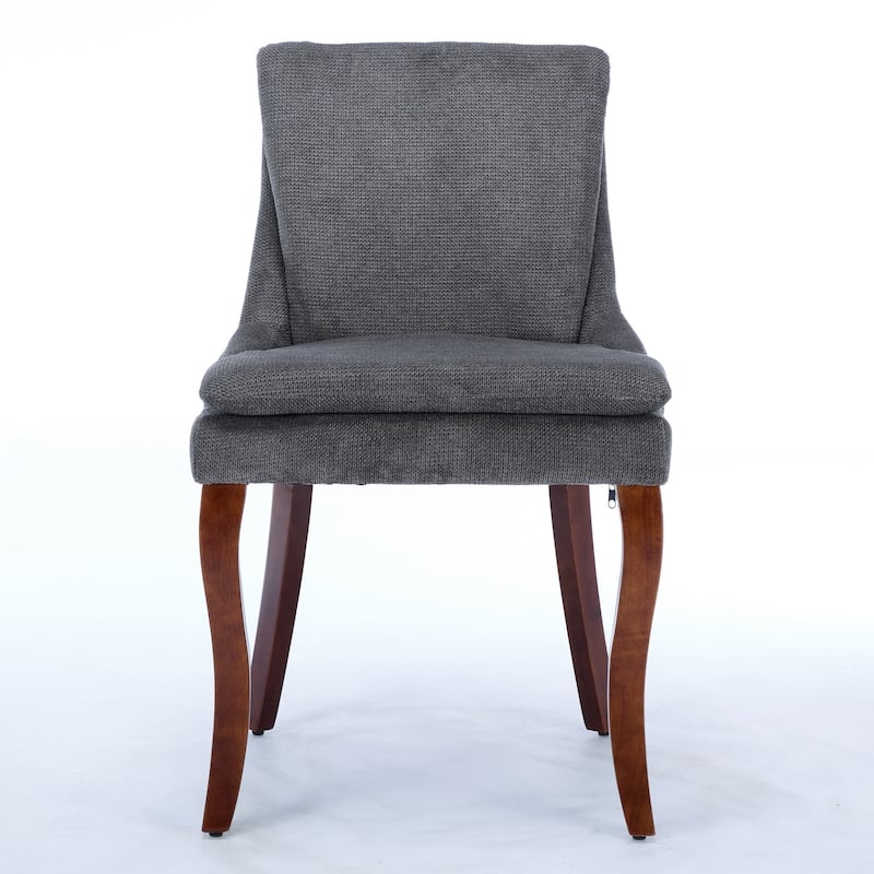 Modern Dining Chairs Set of 2,Double-layer Cushioned Chenille fabric Upholstered Accent Side Leisure Chairs