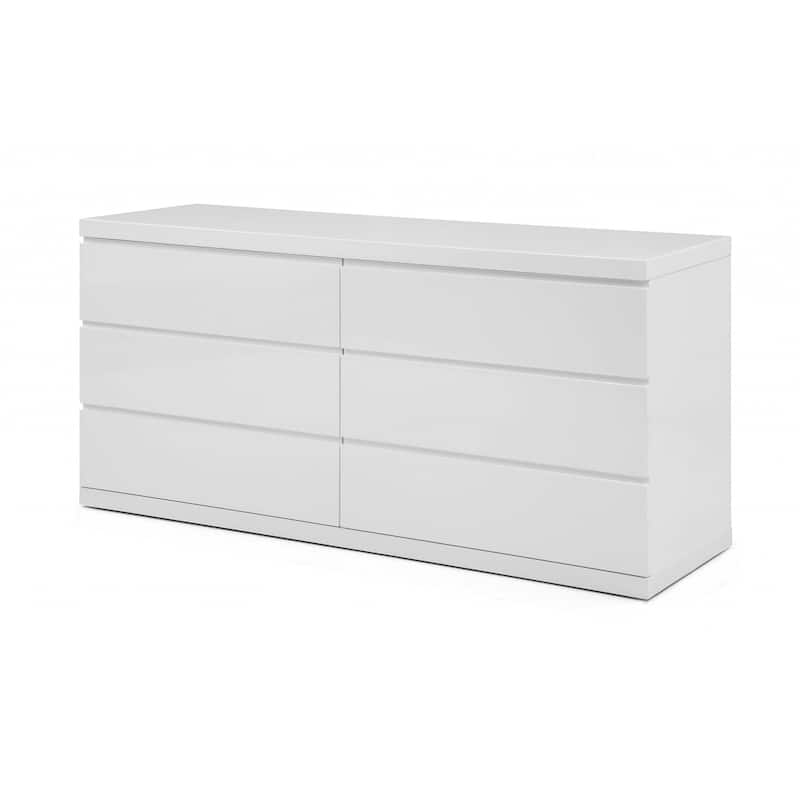 HomeRoots 63" White Solid Wood Six Drawer Double Dresser