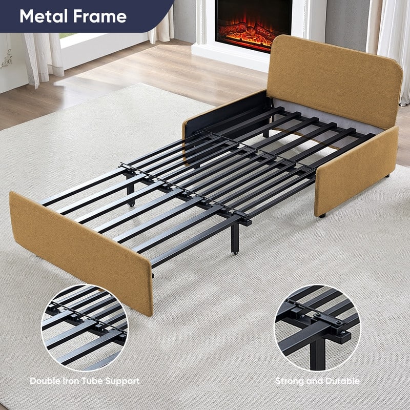 Mixoy Full/Queen Size Sofa Bed,2 in 1 Convertible Linen 1-Seater/Loveseat Sleeper Sofa Couch with Cushions