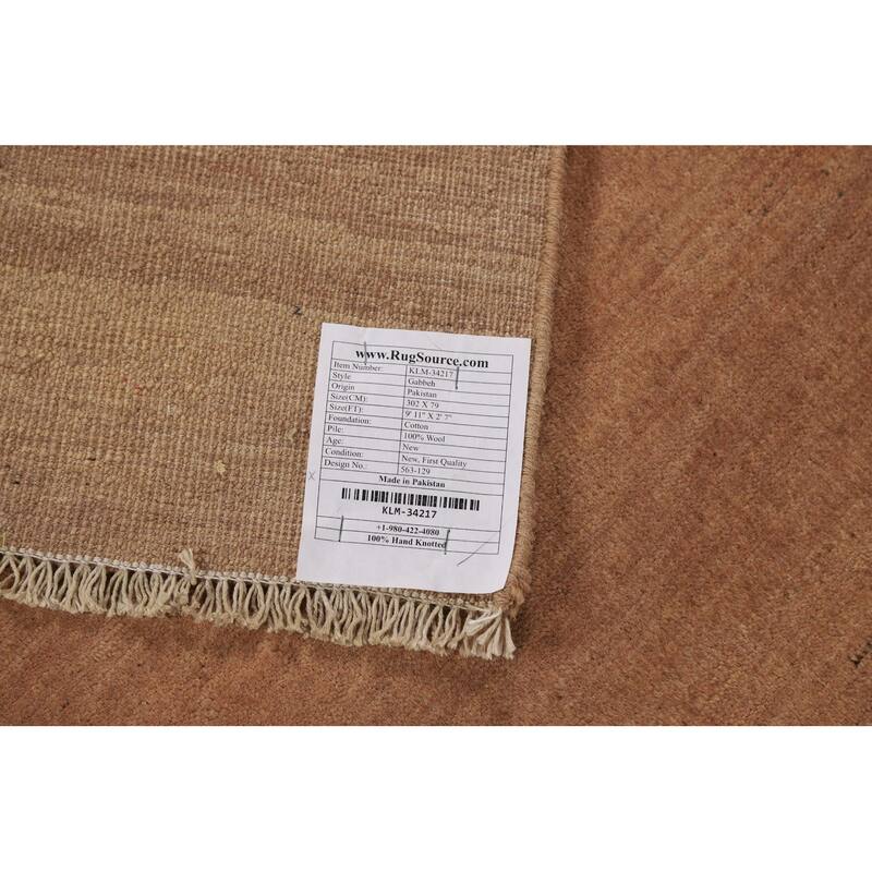 Brown Gabbeh Modern Runner Rug Handmade Wool Carpet - 2'7"x 9'11"