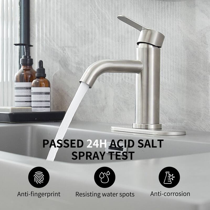 Single Hole Single-Handle Bathroom Faucet with Deck Plate