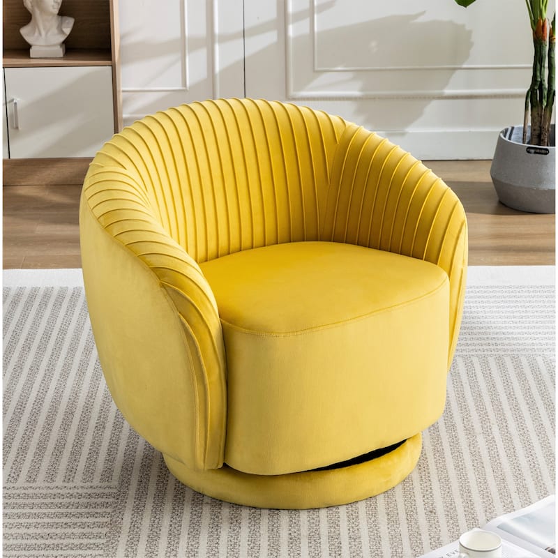 Small Milvo Velvet Swivel Barrel Chair - Yellow
