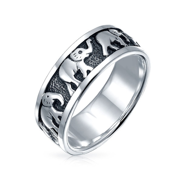 Oxidized 925 Sterling Silver Good Luck Elephants Ring For Teen