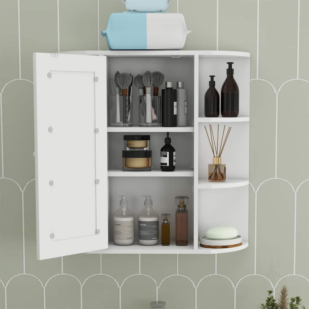 Wall Mounted Bathroom Cabinet w/ Mirror Door and 3 Adjustable Shelves
