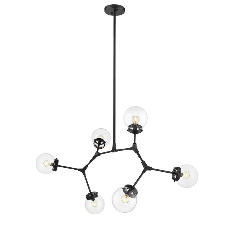 Modern Bubble Geometric Six Light Chandelier in Matte Black
