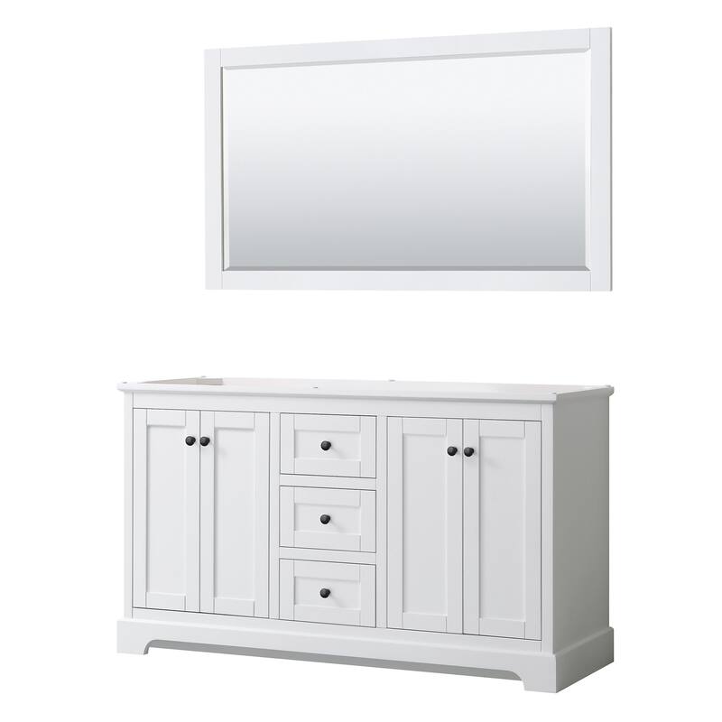 Wyndham Collection Avery 60" Double Free Standing Vanity Cabinet - - White / Matte Black Hardware