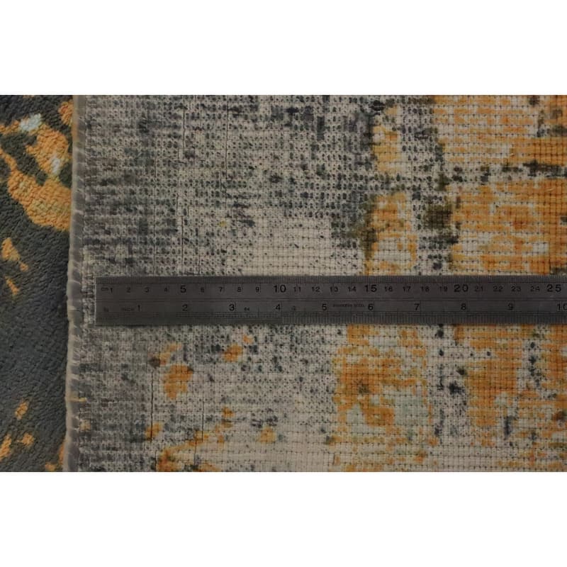 Hand Knotted Oriental Viscose Silk Carpet Modern Pictorial Multi-Colored Abstract Area Rug - 7' 9'' X 5' 6''