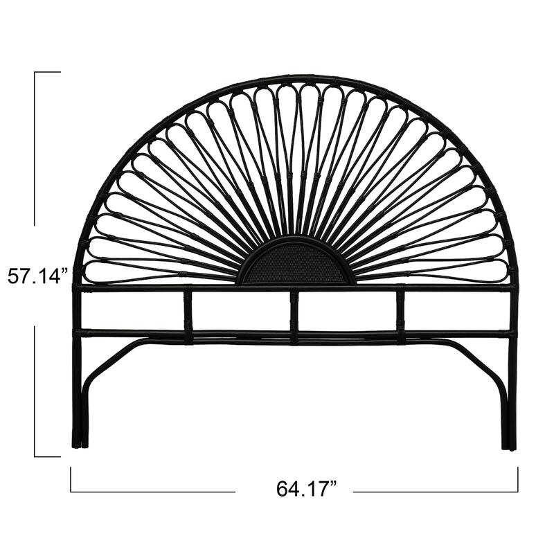 Rattan and Reclaimed Wood Sunburst Headboard