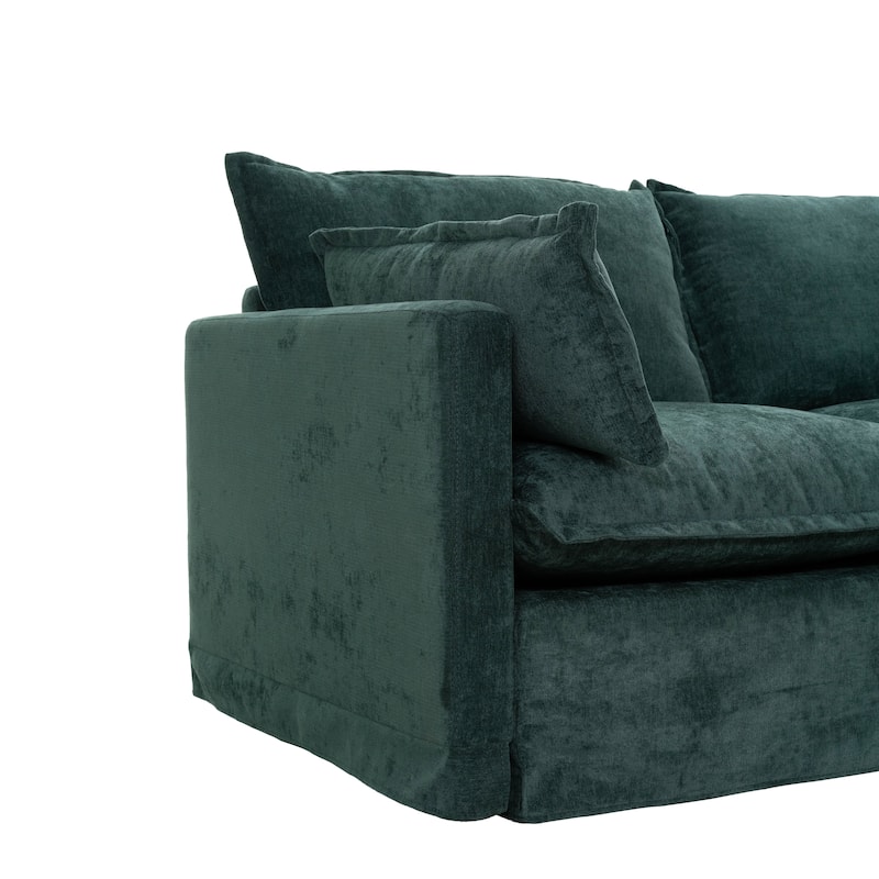 93" Modular L-Shaped Sectional Sofa Couch for Living Room, 4-Seater Modern Sofa Set with Movable Ottoman