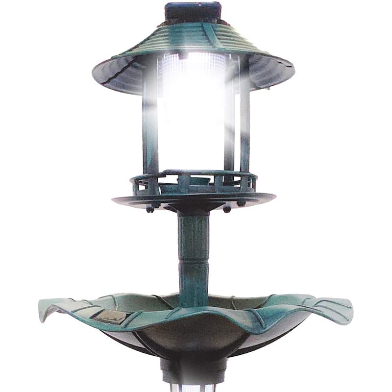 Solar Outdoor Bird Bath Antique Pedestal Fountain Decor Backyard, Gardens W/planter Foundation, Feeder, Stylish Led Lamp