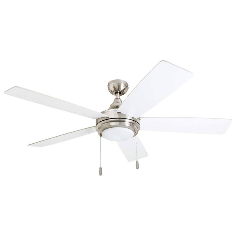 52" Honeywell Ventnor Brushed Nickel Modern Farmhouse Indoor LED Ceiling Fan with Light, Pull Chain