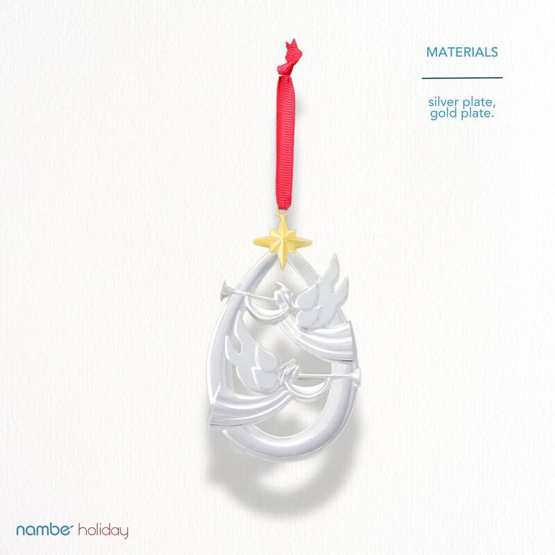 Nambe 2023 Glorious Angels Ornament - 2.25”L x 4.25”H