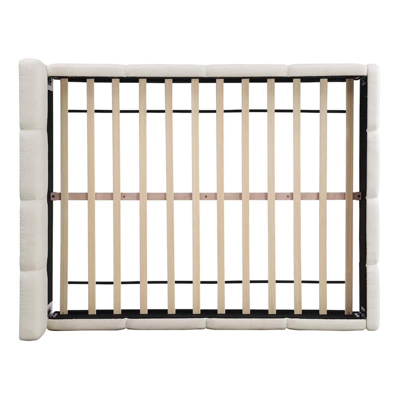 Christopher Knight Home - Evelyn Platform Bed with Boucle Upholstery and Thick Block-Style Headboard
