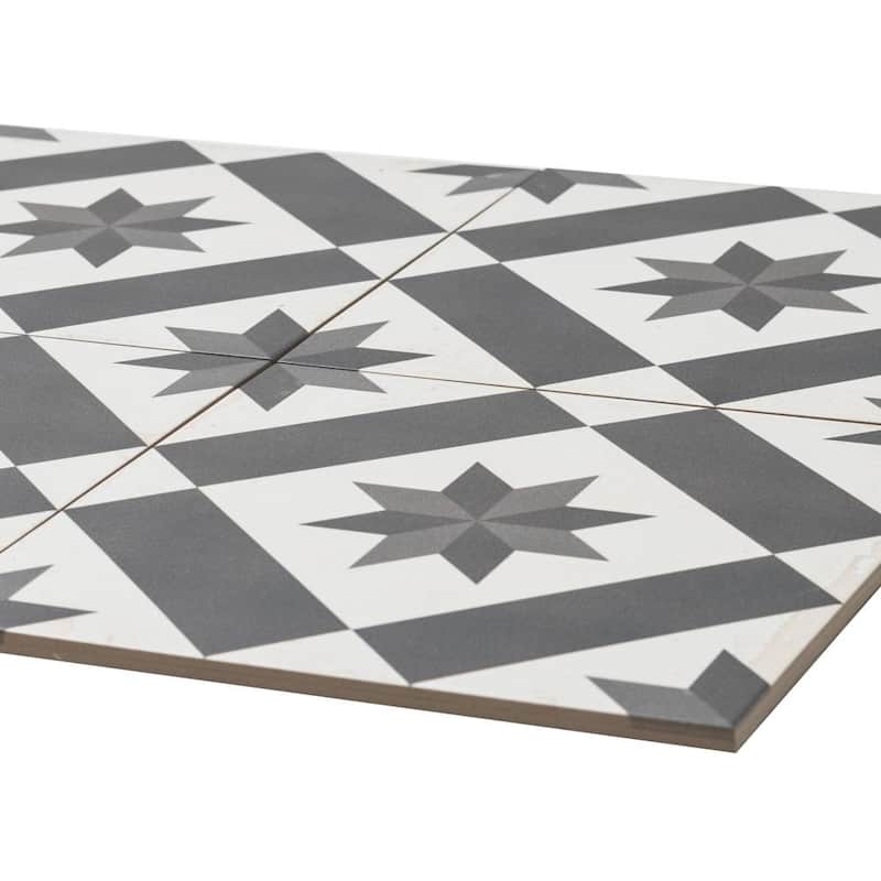 Astral 10x10 Grey Star Matte Geometric Porcelain Tile - Floor, Wall, Backsplash