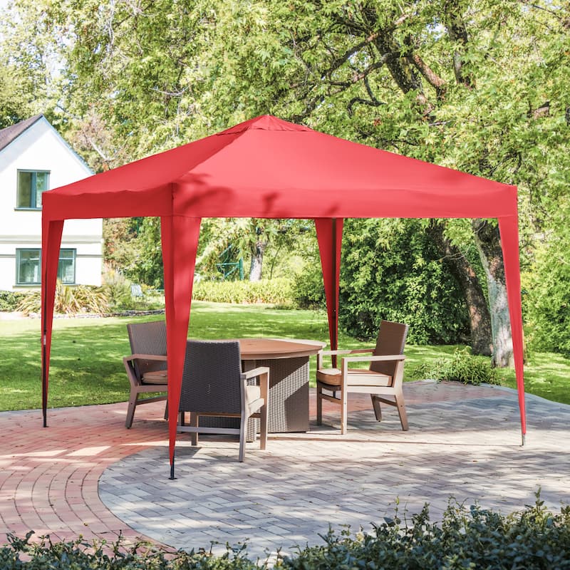 Furniture of America Briar Easy Set-Up Adjustable Outdoor Pop Up Gazebo with Soft Top and Carry Bag - 10ft x 10ft - Red